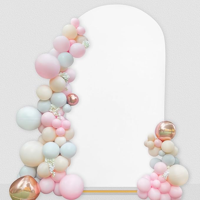 SoarDream White Spandex Arch Cover 6FT Wedding Arch Backdrop Cover Stretchy Backdrop Chiara Wall Arch Stand Cover for Wedding Birthday Balloon Decorations- Ideal for Balloon Arches
