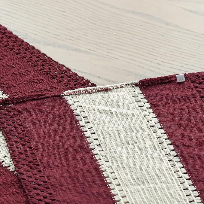 Artoid Mode Red Farmhouse Rustic Table Runner, Seasonal Hollow Kitchen Dining Table Decoration for Home Party Decor 12x48 Inch