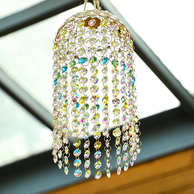Crystal Suncatchers Window Hanging Wind Chime Garden Porch Home Wedding Party Suncatcher Rainbow Maker Crystal Glass Beads Prisms Sun Catcher