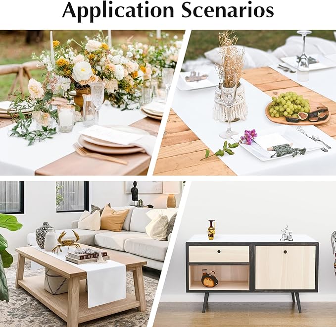 2 Pack White Table Runner 12 x 60 Inch Solid Color Farmhouse Runners Coffee Table Dresser for Daily Party Home Decoration