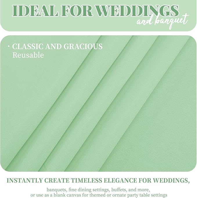 12 Pack 60 x 126 Inch Rectangle Tablecloth Sage Green Polyester Tablecloth for 8 Ft Rectangle Tables, Washable Fabric Table Cloth for Wedding Dining Table Buffet Parties Camping