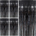 Black Party Streamers Foil Fringe Backdrop Curtains Tinsel Streamers Birthday Party Decorations Fringe Backdrop for Birthday Party Graduation Bridal Shower
