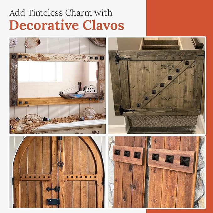100 Pack 0.75" Square Head Iron Clavos Decorative Nails – Sealed Rusted – Handmade Rustic Square Fasteners for Farmhouse Shutters, Barn Door, Shutters, and Gates – Ornamental Wood Accent