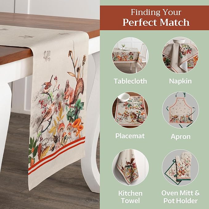 Maison d' Hermine Table Runner 100% Cotton Double Layer Table Runners 108 inches Long for Thanksgiving Christmas Decorations Home Kitchen Dining Party Wedding (Recolte, 14.5" x 108")