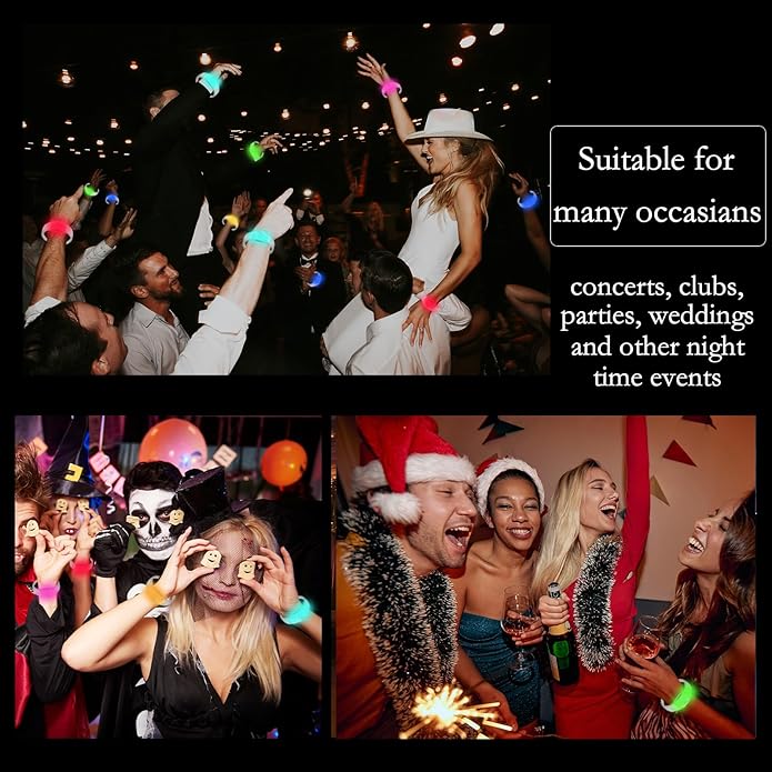 100 Pcs LED Bracelets Sound Activated with Flashing LED Strobe Music Control Light Up Bracelets for Rave, Game Prizes, Birthday Party Favor,Valentine's Day gift