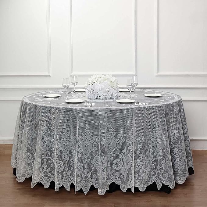 Tableclothsfactory 120" Ivory Premium Lace Round Tablecloth for Banquet Party Wedding Event Home Decor