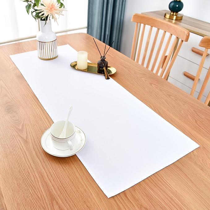 Farmhouse White Table Runner Small Short Table Runners 36 Inches Coffee Table Runner for Dresser Living Room Bedroom Holiday Party Banquet 12X36 Inch