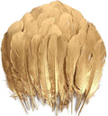 THARAHT 120pcs Gold Goose Feathers Natural Bulk 6-8 inch 15-20cm for Crafts DIY Cosplay Wedding Party Halloween Decoration Goose Nagoire Feathers