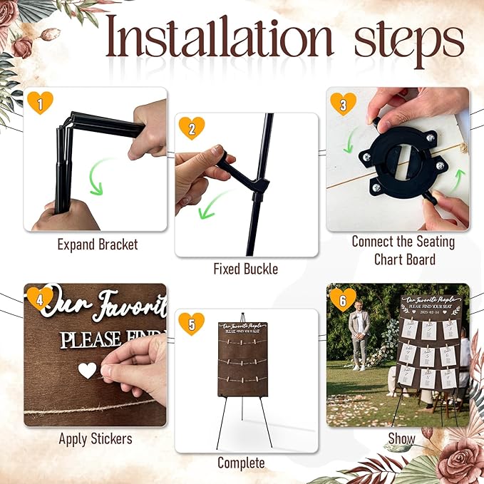 OurWarm Wedding Seating Chart with Easel Display Stand, Rustic Seating Chart for Wedding Reception Display, Please Find Your Seat Wooden Seating Chart Board for Baby & Bride Shower Wedding Sign Decor