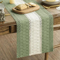 Artoid Mode Light Green Farmhouse Rustic Table Runner, Seasonal Hollow Kitchen Dining Table Decoration for Home Party Decor 12x36 Inch