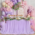 QueenDream Lavender Chiffon Table Skirt 6ft for Rectangle Tables Purple Mermaid Table Skirting for Wedding Birthday Butterfly Party Baby Shower