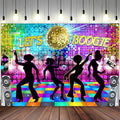 Dance Party Backdrop Retro 80s 90s Theme Stage Dance Ball Music Birthday Party Decoration DJ Photography Background 10 x 8 ft for Baby Shower Picture Photo Shoot Polyester Fabric, Multi