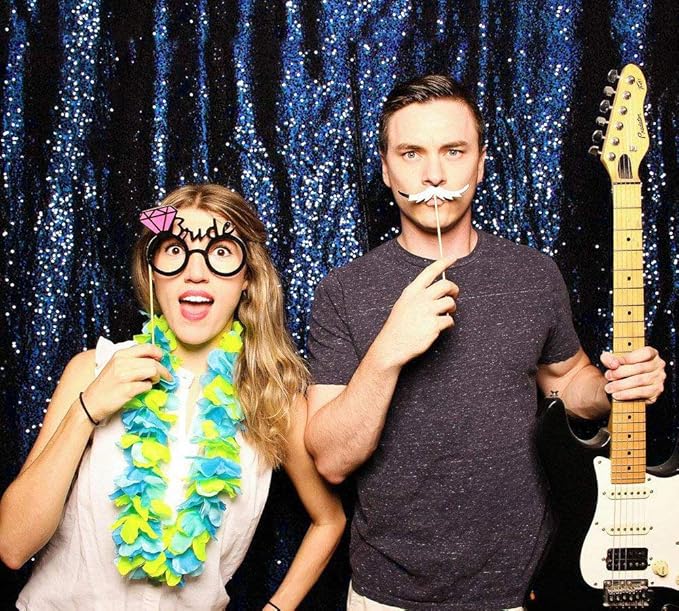 JYFLZQ Navy Blue Sequin Backdrop Curtains 4ft x 6.5ft 1 Panel Glitter Photo Booth Backdrops Sparkly Photography Background Drapes for Parties Wedding Bridal Showers