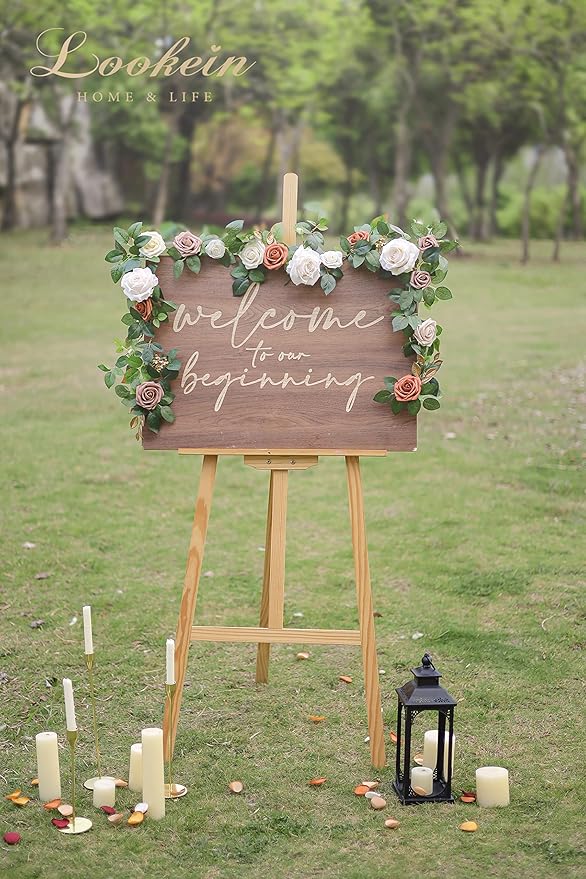 Lookein 5FT Artificial Rose Flower Garland for Table Centerpieces Backdrop Arch Flowers Decorations Wedding Ceremony Reception Table Decor, Terracotta