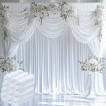 60ftx12ft Wrinkle Free White Backdrop Curtain, 12 Panels 12FT Height White Wedding Backdrop Drapes, Silky Polyester Back Drop Cloth for Birthday Photography Background Party Backdrop Draping
