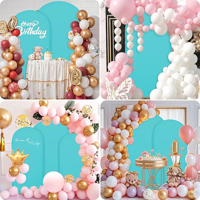 Wedding Arch Covers Arch Backdrop Cover Arch Stand Covers 7.2FT 6.6FT 6FT Set of 3 Arch Cover Spandex Fabric Stretchy Backdrop for Wedding Birthday Party Decoration Baby Shower (Sky Blue)