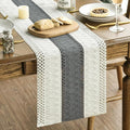 Artoid Mode Dark Grey Farmhouse Rustic Table Runner, Seasonal Holiday Hollow Kitchen Dining Table Decoration for Home Party Decor 12x60 Inch