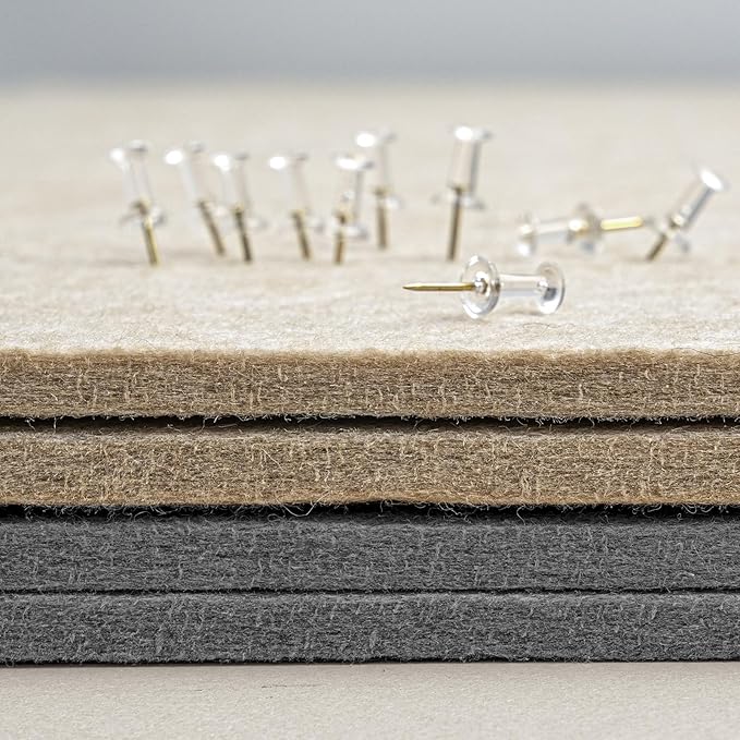 Bulletin Board, 36 x 24 Inches Felt Pin Board - Decorative Cork Alternative for Wall, 3' x 2' Foldable Picture Self-Adhesive Vision Prayer Board With 20 Pushpins - Gray