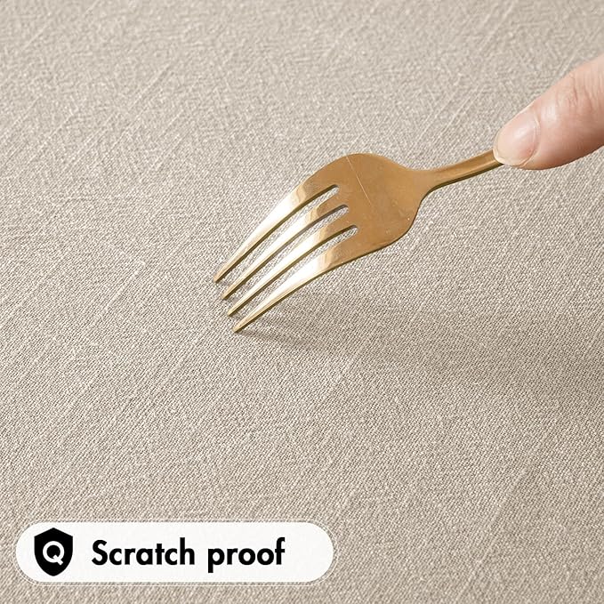 MIULEE Natural Linen Cotton Blend Tablecloth Rectangle, Luxury Waterproof Stain Resistant Durable Farmhouse Oblong Table Cloth for Dining Party Christmas Weddings Birthday, 52 x 84 inch, Ivory Cream
