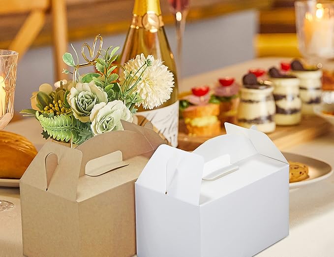 HUAPRINT Brown Treat Boxes Large Bulk,Gable Boxes 30 Pack 9.45x5x5Inches,Party Favor Boxes Goodie Boxes for Birthday Party Baby Shower Wedding Christmas