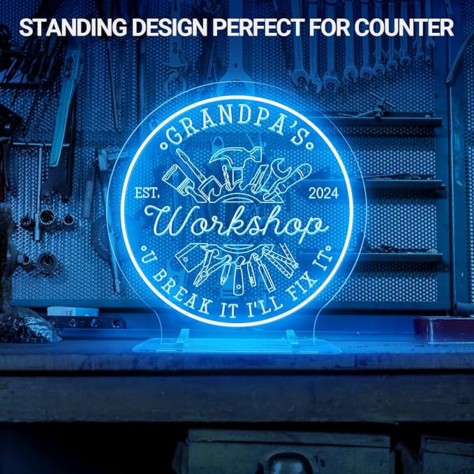 Custom Garage Neon Sign for Workshop, Personalized LED Wrench Tool Signs for Men Dad Gifts, Dimmable Customized Garage Light Up Signs for Carport Repair Shop Carbarn Man Cave Business Wall Decor
