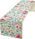 Watercolor Floral Table Runner, Colorful Botanical Spring Summer Nature Flower Aesthetic Table Runner for Kitchen Dinning Table Runner Decor Home Wedding Party Holiday, 13x120 Inch