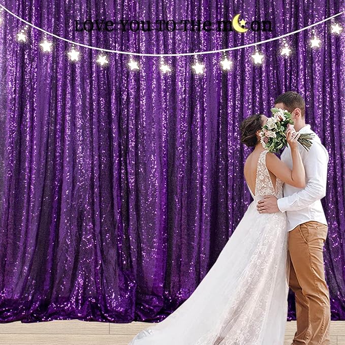ShinyBeauty Purple Sequin Backdrop 20X10FT Glitter Fabric Drapery Photo Backdrops Sequins Backdrop Curtain Shimmer Wall Background for Party,Studio,Wedding Dedor