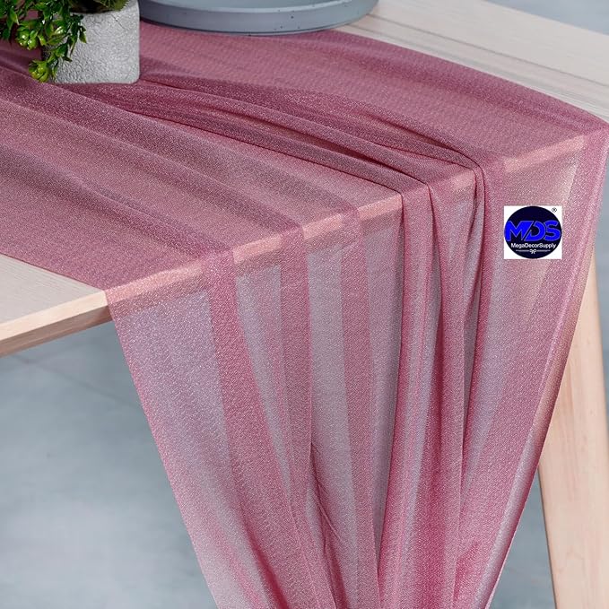 MDS Halloween Chiffon Table Runner - 12 Pack, 29 x 170 Inches, 14ft Each - Sheer Spooky Table Runners for Haunted House Parties, Trick-or-Treat Tables, Witchy Décor, Wedding & Events - mauva