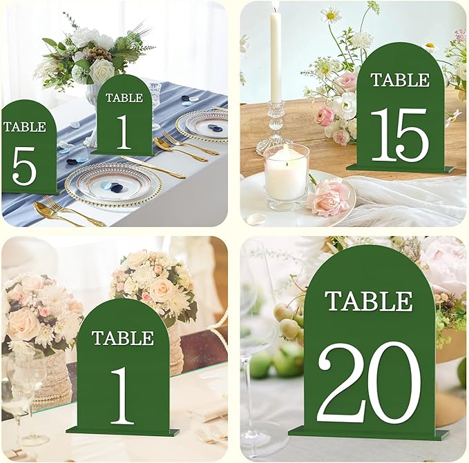 Arch Wedding Table Numbers 1-15 with Stands, 5" X 7" Double Sided Acrylic Wedding Sign Holders, Durable Non-Fading Table Number for Wedding Reception, Events, and Centerpieces
