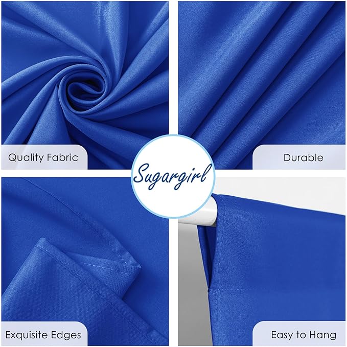 Sugargirl 10x10FT Royal Blue Backdrop Curtains Polyester Photo Backdrop Drapes Curtains 2 Panels with Rod Pockets for Party Birthday Wedding Photography Home Decoration