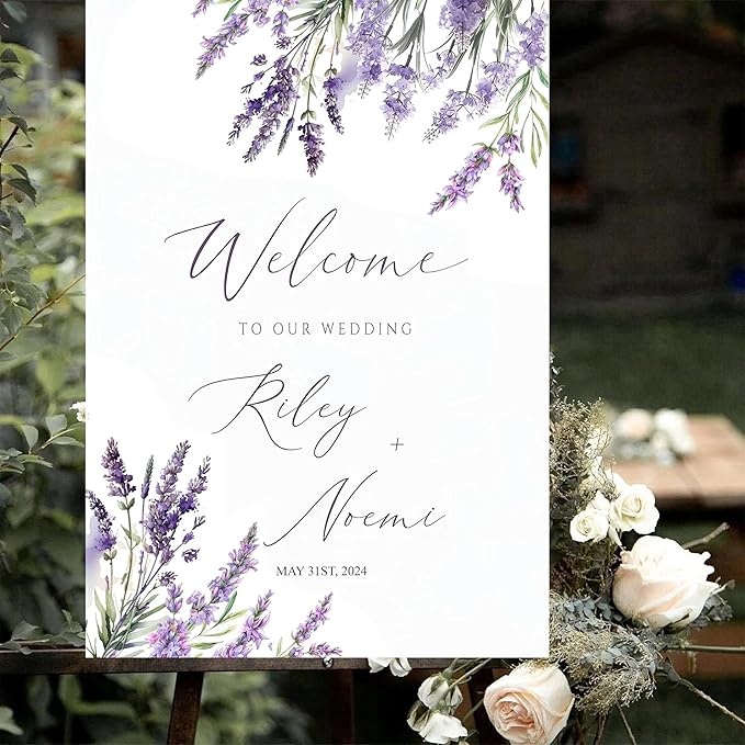 Generic Personalized Wedding Welcome Sign, 18x27 inches, Plastic, Modern Style, Rectangular, Wedding Theme, Event Guestbook