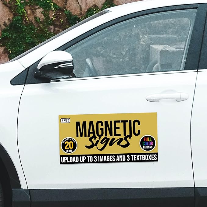 2-Pack,12"x24" Custom Magnet Signs in Full Color for Business and Advertising, 30 mil Customized Vinyl Car Magnets, Personalized Magnetic Sheets for Company Storefront & Vehicles (Sharp Corners)