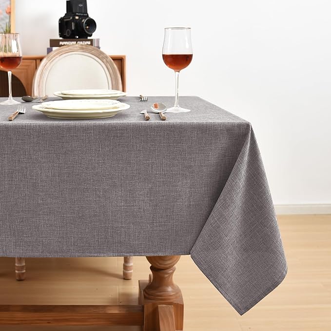 Fitable Linen Textured Square Tablecloths 2 Pack, Washable Fabric Table Clothes, Holiday Table Covers for Kitchen Dining, Party, Farmhouse (Stone, 54 x 54 Inch)