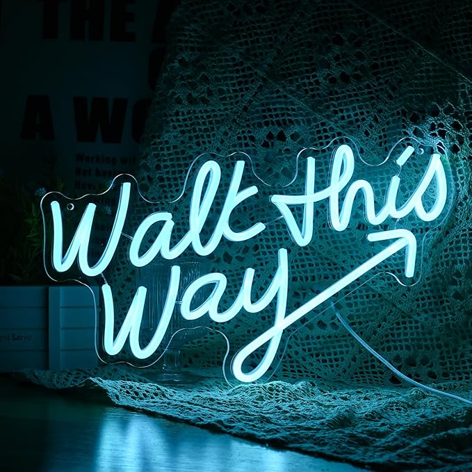 Walk This Way Neon Sign, Arrow Direction Neon Light, Neon Sign For Wall Decor, Art Led Light for Resturant Signage Home Welcome Sign Bedroom Bar Hotel Shop Party (16.7 x 9.4 in)