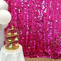 Hot Pink Square Sequin Backdrop 8ft * 8ft 1 Panel, Shimmer Wall Backdrop Photobooth Props for Wedding, Anniversary, Birthday, Party Decorations