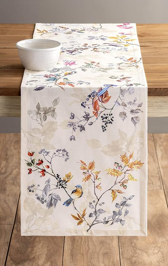 Maison d' Hermine Table Runner 100% Cotton Single Layer Table Runners 90 inches Long for Thanksgiving Christmas Decorations Home Kitchen Dining Party Wedding (Equinoxe - Beige, 14.5" x 90")