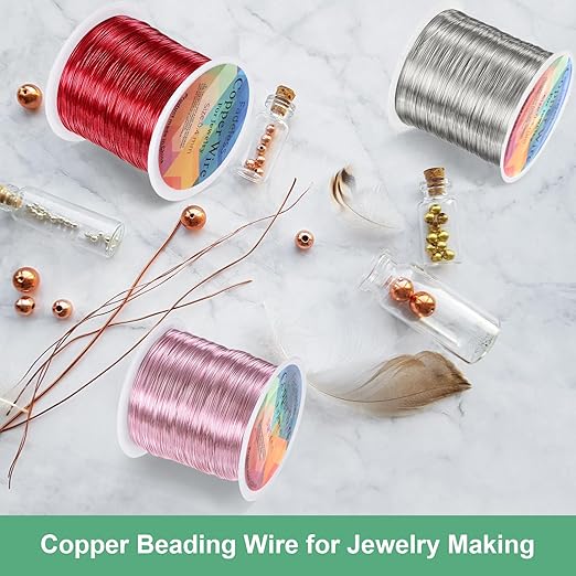 0.2mm Jewelry Wire, 32 Gauge 328FT Craft Wire Copper Beading Wire for Jewelry Making/Planting/Weaving/DIY Crafting, Soft Metal Wires [100M, Green]