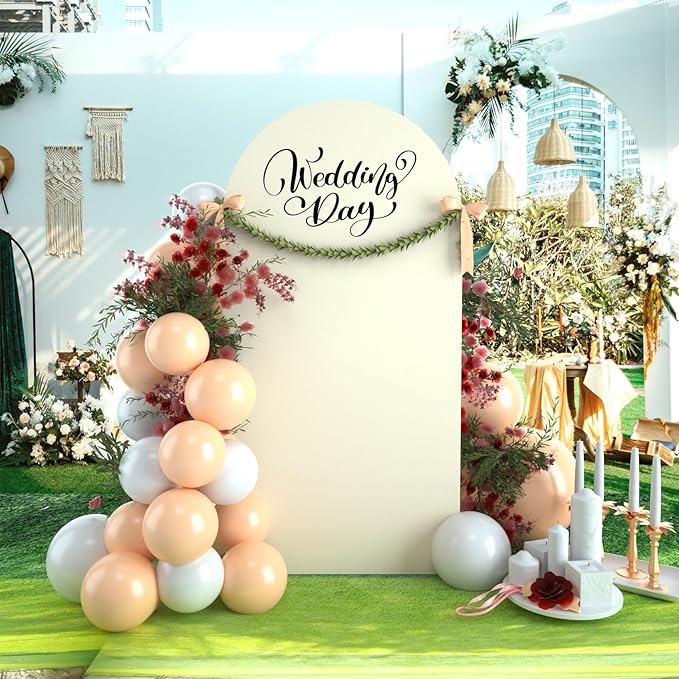 bricia Wedding Arch Backdrop Stand Cover, 6FT Double Sided Stretchy Arch Cover Fitted Wedding Birthday Party Banquet Decoration (Beige 72''Lx31.2''W)