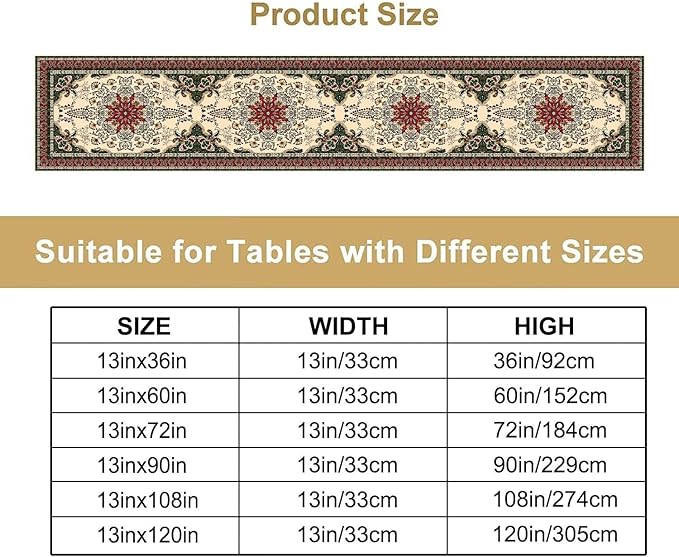 Vintage Paisley Bohemian Table Runner Beige Red Rustic Farmhouse Home Kitchen Table Dining Coffee Room Garden Party Wedding Decor 13x60in