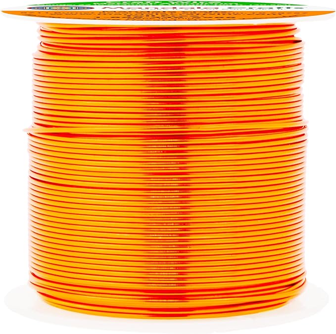 Mandala Crafts 22 Gauge Anodized Aluminum Craft Wire for Jewelry Making - 100 FT Colored Flexible Orange Wire - Bendable for Bonsai Armature Crafting Sculpting