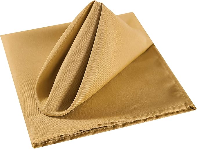 Cloth Napkins 20x20 inch Washable Polyester Dinner Napkins Soft Table Napkins for Wedding Party Dining Banquet(Gold,12PCS)
