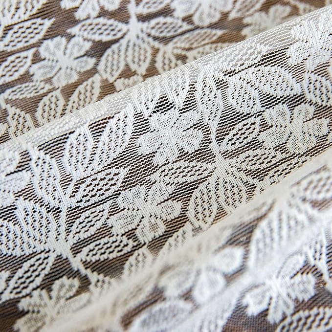 Lace Tablecloth Leaf Pattern Warp Knitting Fabric Solid White Rectangle/Oblong Table Cover for Kitchen Dining Farmhouse Wedding Party Decor Ivory, 52x70 Inch