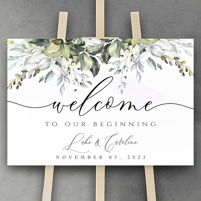 Greenery Wedding Welcome Sign, Rustic Wedding Welcome Sign, Welcome Sign Wedding, Eucalyptus, Watercolor