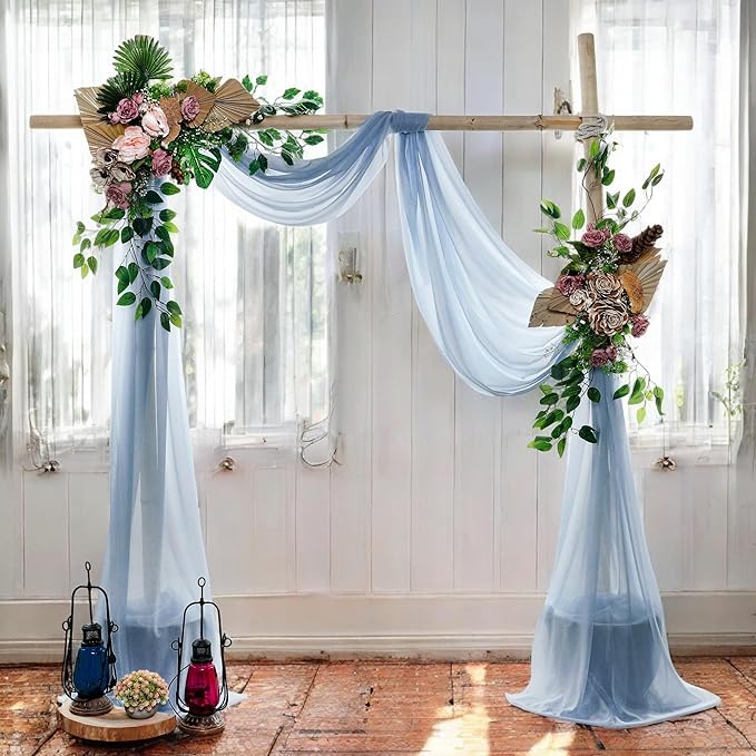 MDS Halloween Chiffon Draping Fabric - 1 Panel, 30" Wide x 40ft Long - Sheer Spooky Arbor & Canopy Drapery for Haunted House Backdrops, Party Ceilings, DIY Costumes & Themed Events - Dusty Blue