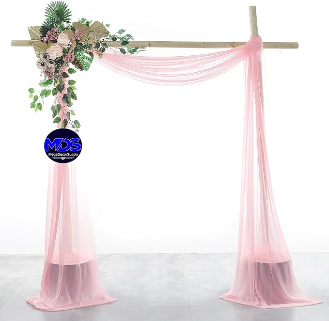 MDS Halloween Chiffon Draping Fabric - 1 Panel, 30" Wide x 50ft Long - Sheer Spooky Arbor & Canopy Drapery for Haunted House Backdrops, Party Ceilings, DIY Costumes & Themed Events - Blush Pink