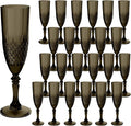 Plastic Champagne Flutes, 24PCS Black Wine Glasses Goblets Cups Reusable Flute, for Halloween Weddings Bachelor Parties Toasting and Events (24, Black)