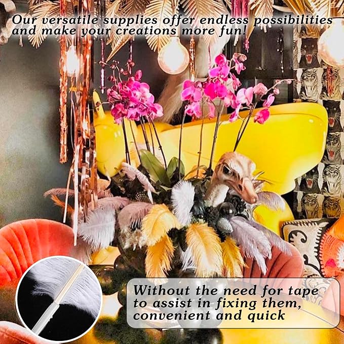 SOGUGOM Champagne Craft Ostrich Feathers - 30PCS 6-8 inch Small Ostrich Feathers Kit for Centerpieces, Kindergarten Crafts, Dream Catchers and DIY Projects(Champagne)