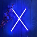 ENUOLI Blue LED Neon Letter Light, USB Batteries Operated Letter Sign for Night Light Lamp Words for Valentines Day, Home, Indoor Wall Decor (X)