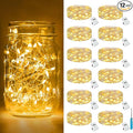btfarm 12 Pack Fairy Lights Battery Operated [3 Modes], 7ft 20 Led Twinkle Lights String Lights Waterproof Bulk Small Mini Silver Wire for Mason Jars Vases Wedding Table Centerpiece, Warm White