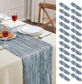 24 Pack Dusty Blue Cheesecloth Table Runner 10FT Long Boho Gauze Table Runner Rustic Sheer Runner for Wedding Bridal Baby Shower Birthday Party Table Decor Thanksgiving Christmas Decorations